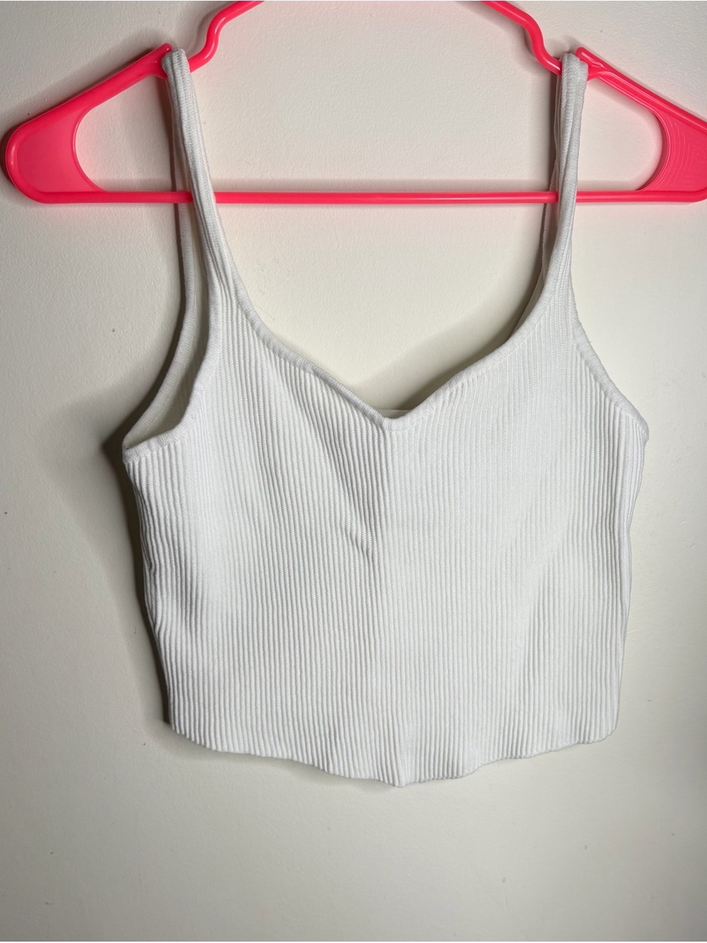Ribbed V-Neck White Crop Tank